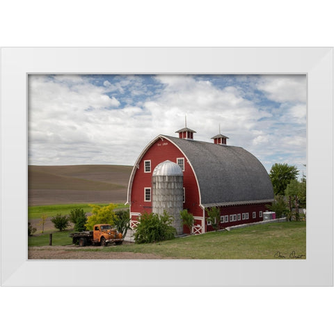 Truck and Palouse Barn White Modern Wood Framed Art Print by Drost, David