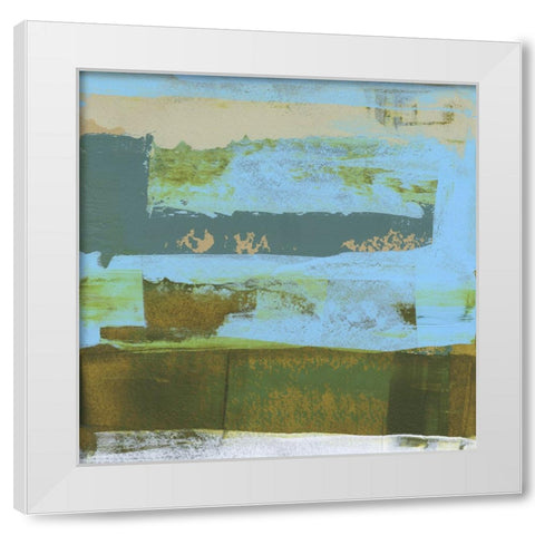 Green Abstract Fields I White Modern Wood Framed Art Print by Gordon, Sharon
