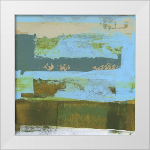 Green Abstract Fields I White Modern Wood Framed Art Print by Gordon, Sharon