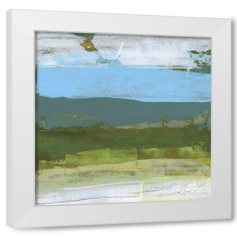 Green Abstract Fields II White Modern Wood Framed Art Print by Gordon, Sharon