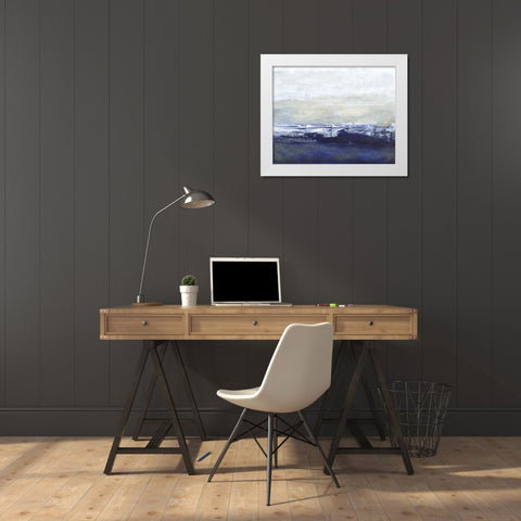 Blue Glimpse White Modern Wood Framed Art Print by Gordon, Sharon