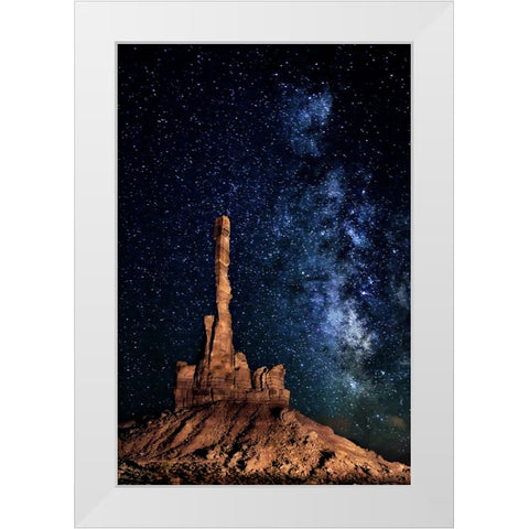 A Totem Pole Night Sky White Modern Wood Framed Art Print by Drost, David