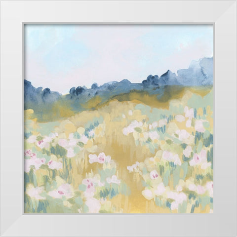 Ochre Flower Field II White Modern Wood Framed Art Print by Vess, June Erica