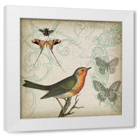 Cartouche and Wings I White Modern Wood Framed Art Print by Goldberger, Jennifer