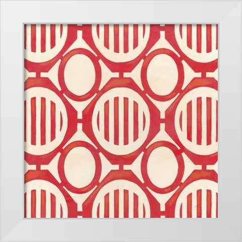 Retro Blockprint II White Modern Wood Framed Art Print by Vess, June Erica