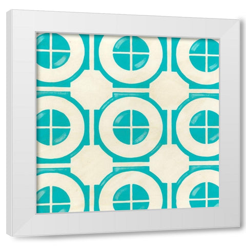 Retro Blockprint III White Modern Wood Framed Art Print by Vess, June Erica