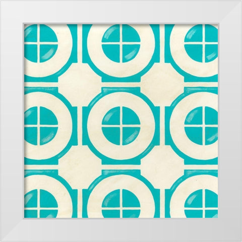 Retro Blockprint III White Modern Wood Framed Art Print by Vess, June Erica