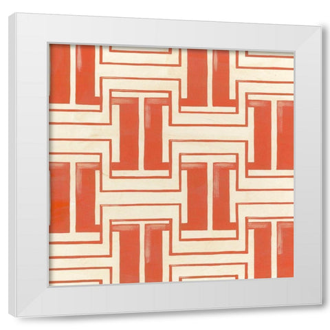 Retro Blockprint V White Modern Wood Framed Art Print by Vess, June Erica
