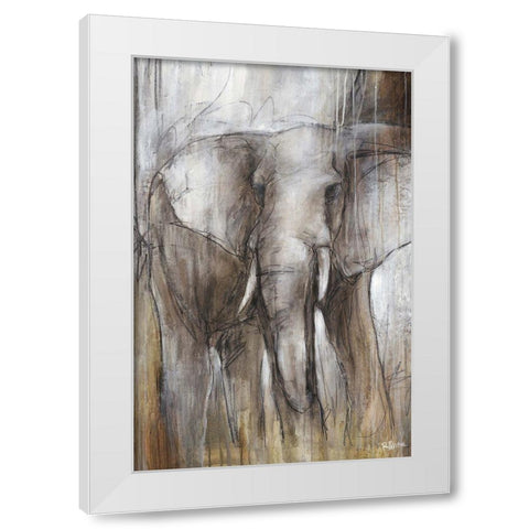 Elephant Study White Modern Wood Framed Art Print by Drotar, Rikki