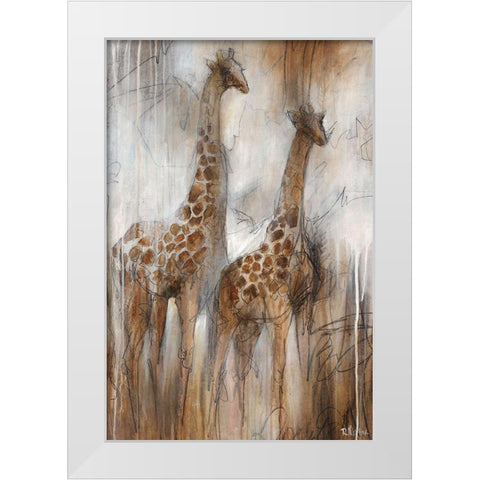 Giraffe Study White Modern Wood Framed Art Print by Drotar, Rikki