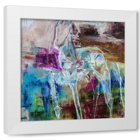 Pony in Teal White Modern Wood Framed Art Print by Maas, Jodi