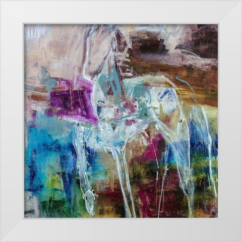 Pony in Teal White Modern Wood Framed Art Print by Maas, Jodi