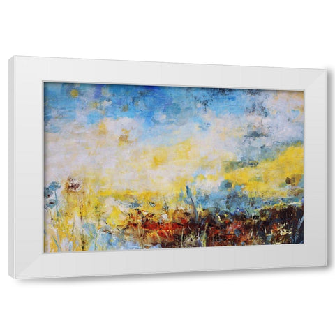 Teal Fields White Modern Wood Framed Art Print by Maas, Jodi