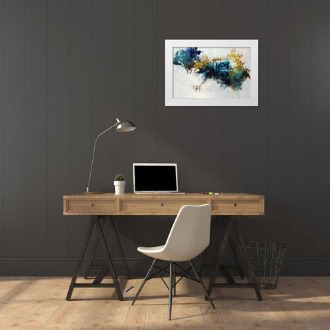 Teal Splat White Modern Wood Framed Art Print by Taylor, Kari