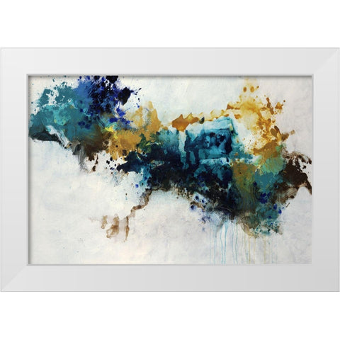 Teal Splat White Modern Wood Framed Art Print by Taylor, Kari