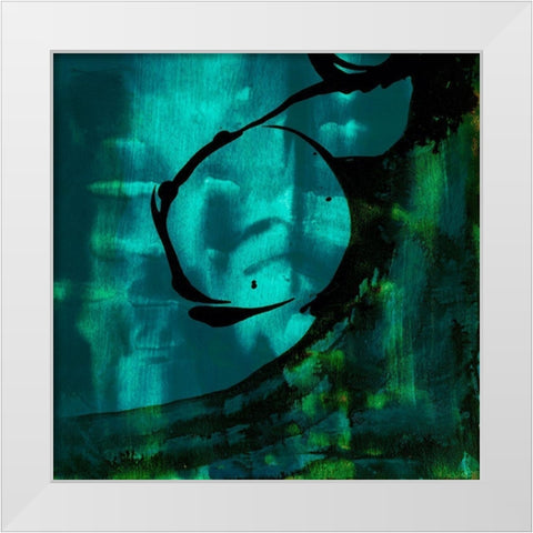 Turquoise Element III White Modern Wood Framed Art Print by Jasper, Sisa