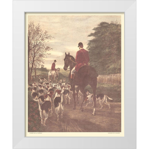 Evening - Returning to the Kennels White Modern Wood Framed Art Print by Douglas, Edward A.S.