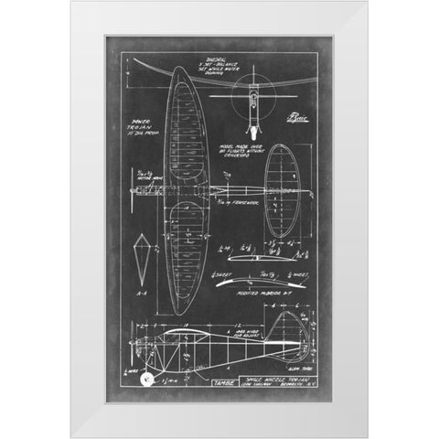 Aeronautic Blueprint I White Modern Wood Framed Art Print by Vision Studio