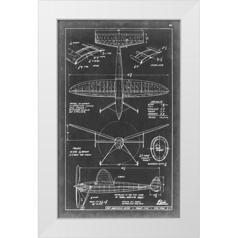 Aeronautic Blueprint III White Modern Wood Framed Art Print by Vision Studio