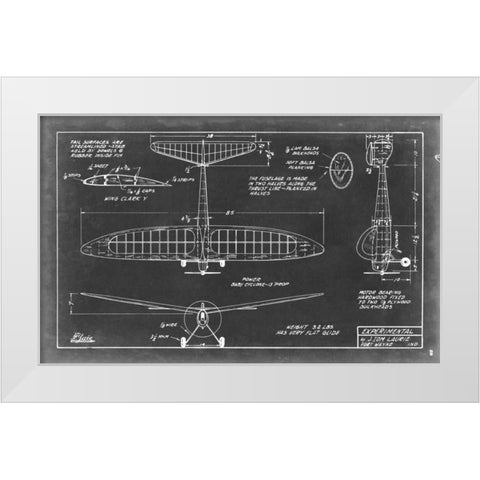 Aeronautic Blueprint VI White Modern Wood Framed Art Print by Vision Studio