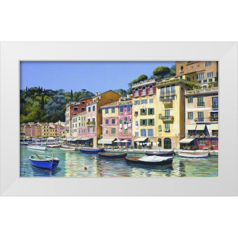 Portofino White Modern Wood Framed Art Print by Swanson, Michael