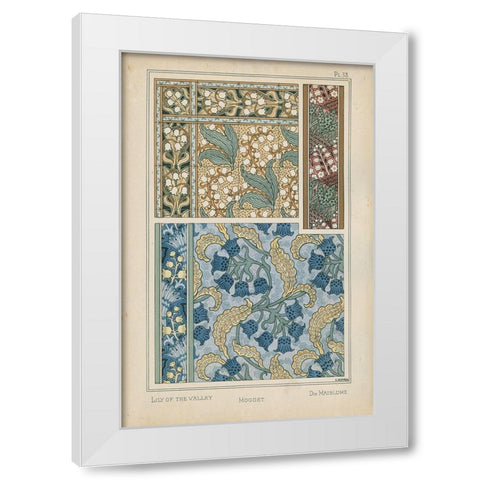 Nouveau Floral Design V White Modern Wood Framed Art Print by Vision Studio