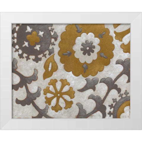 Ochre Suzani I White Modern Wood Framed Art Print by Zarris, Chariklia