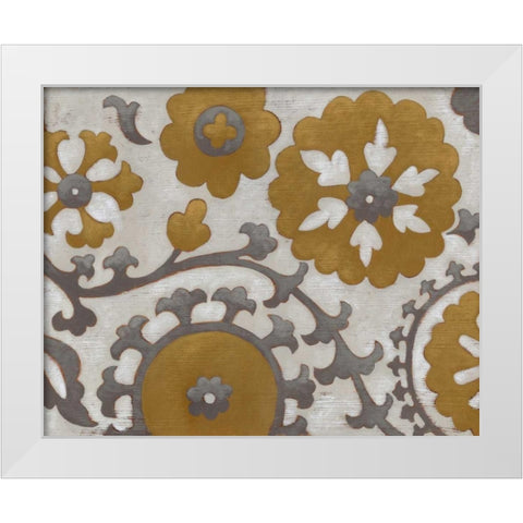 Ochre Suzani II White Modern Wood Framed Art Print by Zarris, Chariklia