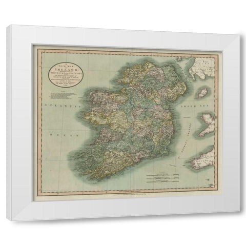 Vintage Map of Ireland White Modern Wood Framed Art Print by Cary, John