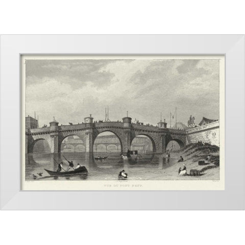 Vue Du Pont Neuf White Modern Wood Framed Art Print by Pugin, A.