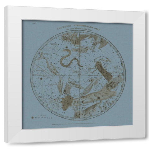 Southern Circumpolar Map White Modern Wood Framed Art Print by Evans, W.G.