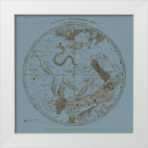 Southern Circumpolar Map White Modern Wood Framed Art Print by Evans, W.G.