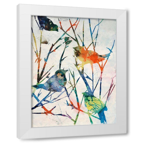 Birdsong Shadows II White Modern Wood Framed Art Print by Douglass, Farrell