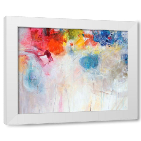 Happy White Modern Wood Framed Art Print by Maas, Jodi