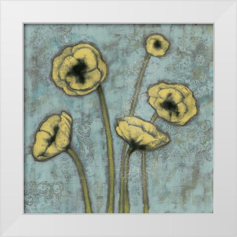 Sun Poppies I White Modern Wood Framed Art Print by Goldberger, Jennifer