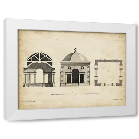 Building Section and Plan I White Modern Wood Framed Art Print by Gibbs, James