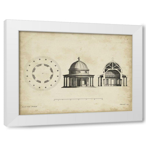 Building Section and Plan II White Modern Wood Framed Art Print by Gibbs, James