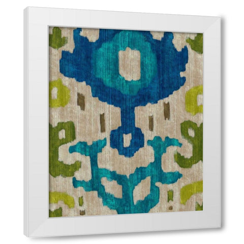 Teal Ikat I White Modern Wood Framed Art Print by Zarris, Chariklia