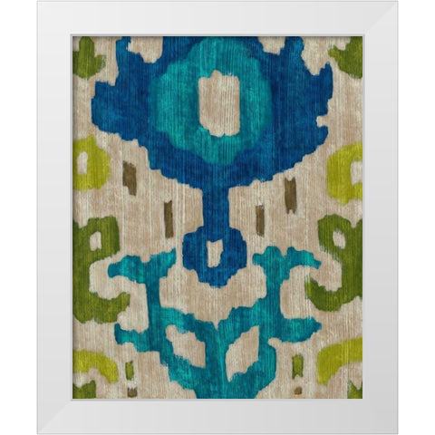 Teal Ikat I White Modern Wood Framed Art Print by Zarris, Chariklia