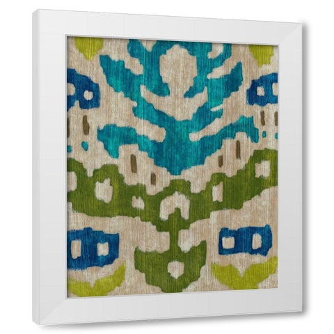 Teal Ikat II White Modern Wood Framed Art Print by Zarris, Chariklia