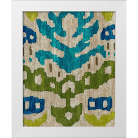 Teal Ikat II White Modern Wood Framed Art Print by Zarris, Chariklia