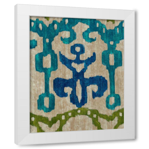 Teal Ikat III White Modern Wood Framed Art Print by Zarris, Chariklia