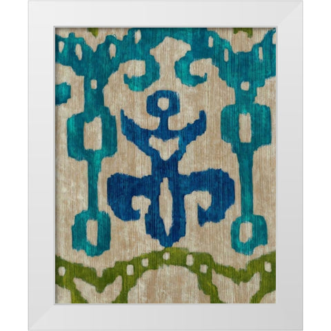 Teal Ikat III White Modern Wood Framed Art Print by Zarris, Chariklia