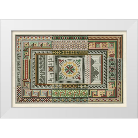 Pompeian Design White Modern Wood Framed Art Print by Jones, Owen