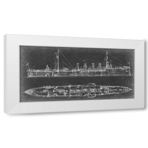 Navy Cruiser Blueprint White Modern Wood Framed Art Print by Harper, Ethan