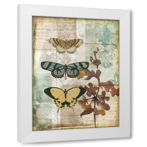 Music Box Butterflies I White Modern Wood Framed Art Print by Goldberger, Jennifer