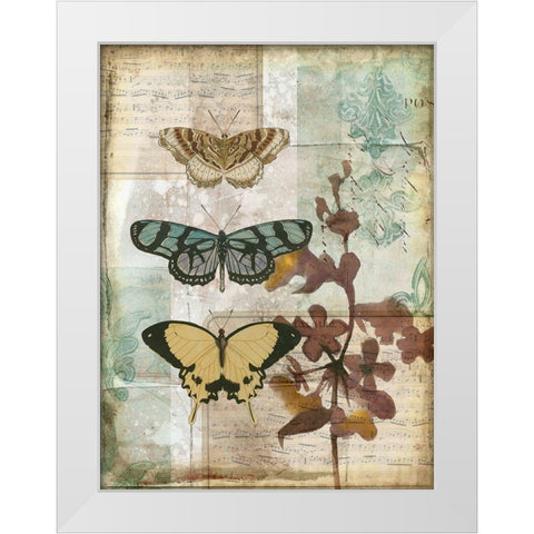 Music Box Butterflies I White Modern Wood Framed Art Print by Goldberger, Jennifer