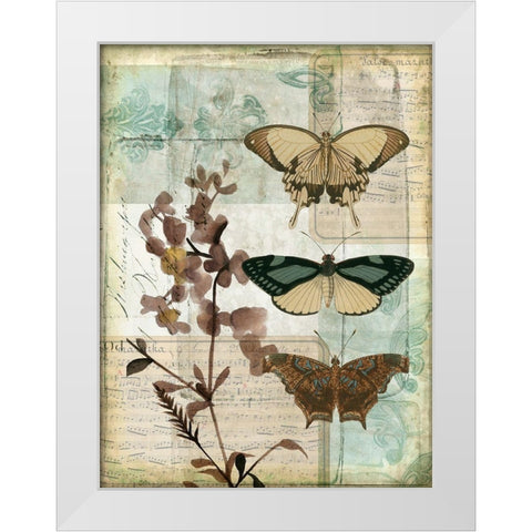 Music Box Butterflies II White Modern Wood Framed Art Print by Goldberger, Jennifer