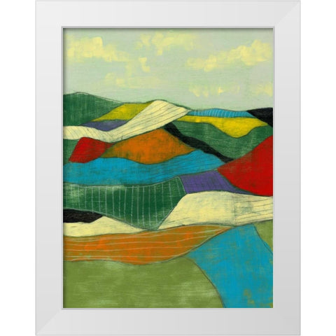 Patchwork Fields I White Modern Wood Framed Art Print by Goldberger, Jennifer