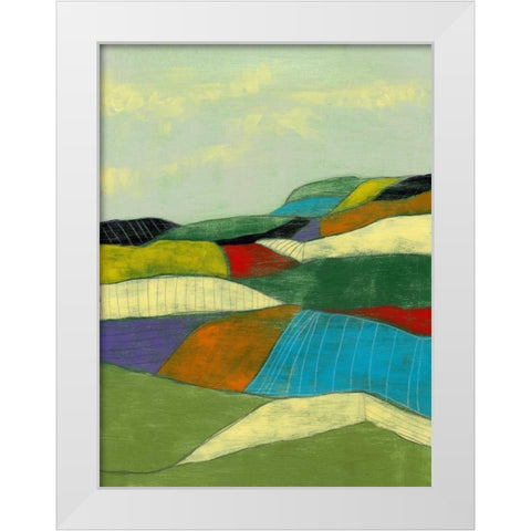 Patchwork Fields II White Modern Wood Framed Art Print by Goldberger, Jennifer